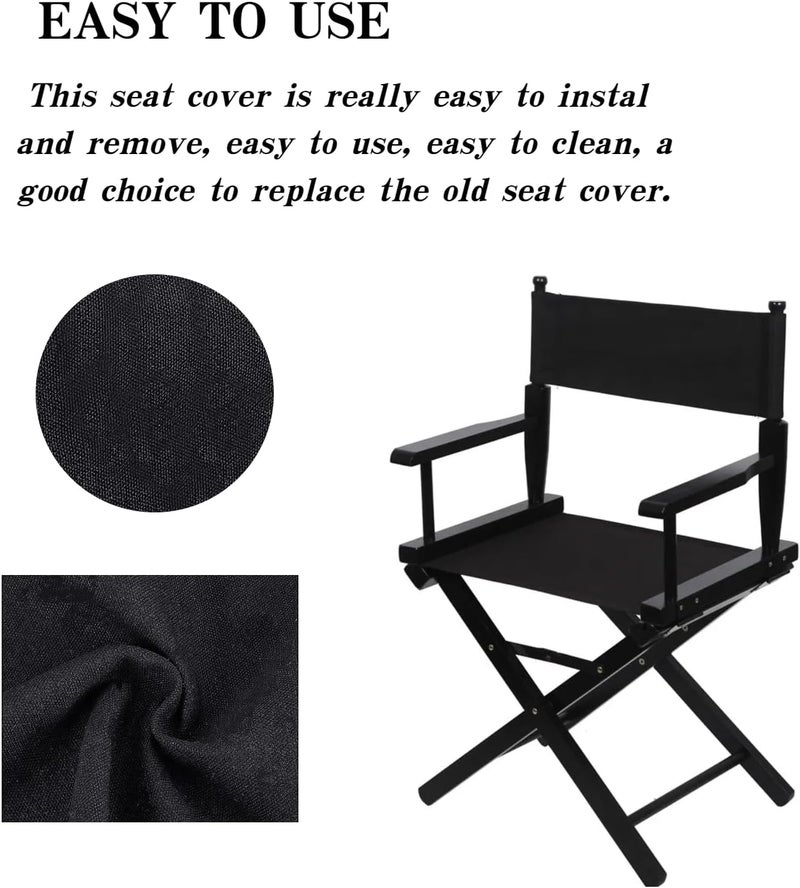 wonofa 1 Set Director Chair Canvas Replacement with Wood Stick,18.9''L X 15''W Portable Replacement Cover Canvas for Directors Chair (Black) - Image 4